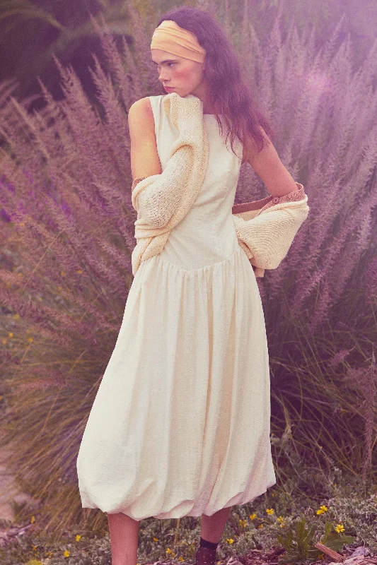 Natural Beauty Boatneck Bubble Midi Dress Trendy unclassified dresses