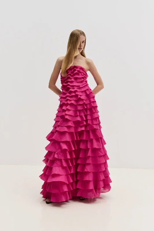 Fleur Pleated Gown Mesh unclassified dresses