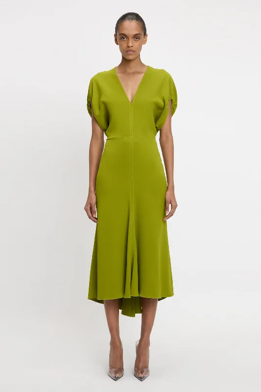 Blouson Detail Midi Dress In Parakeet Casual chic unclassified dresses