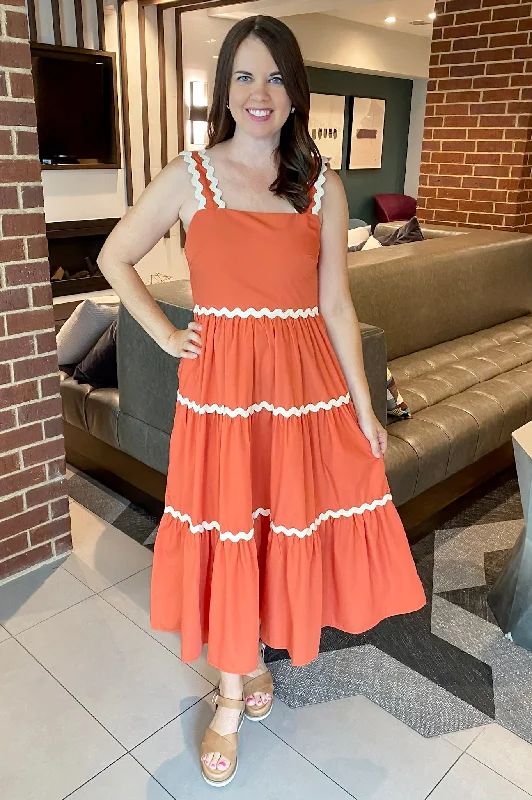 Autumn Leaf Rust Midi Dress Bright color unclassified dresses