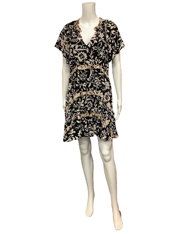 Anthropologie V Neck Floral Print Mini Length Dress Size: XS Gothic unclassified dresses