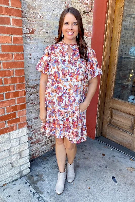 Meet Me in the Middle Ruffle Printed Burgundy Dress Lace unclassified dresses