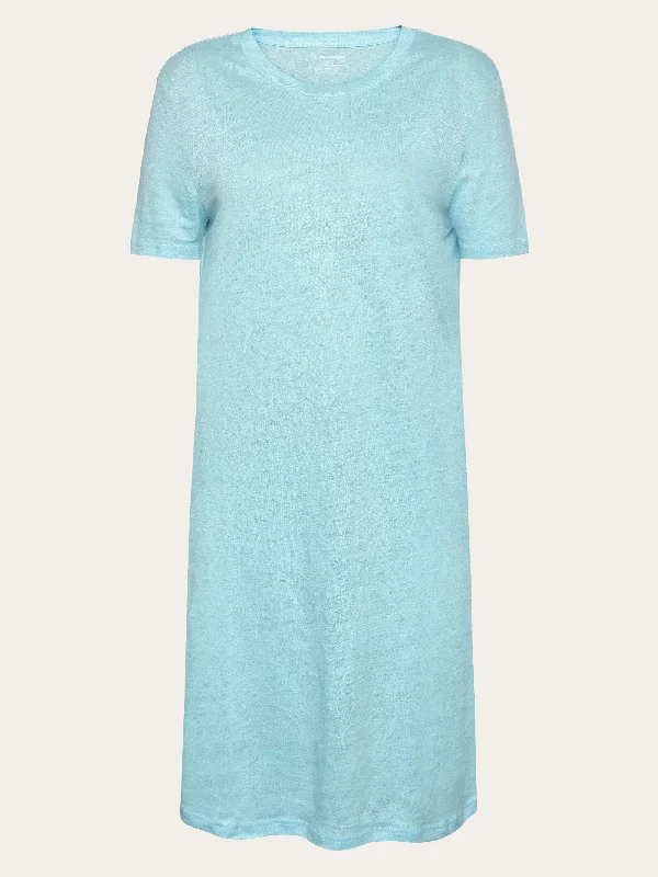 Organic Linen T-Shirt Dress GOTS/Vegan - Aqua-Esque Vacation unclassified dresses