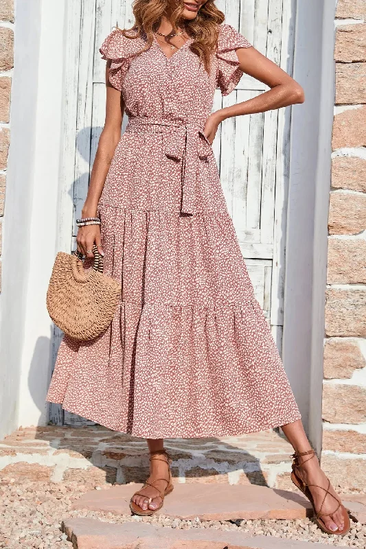 Floral Print Boho Wrap Dress with Belt Date night unclassified dresses