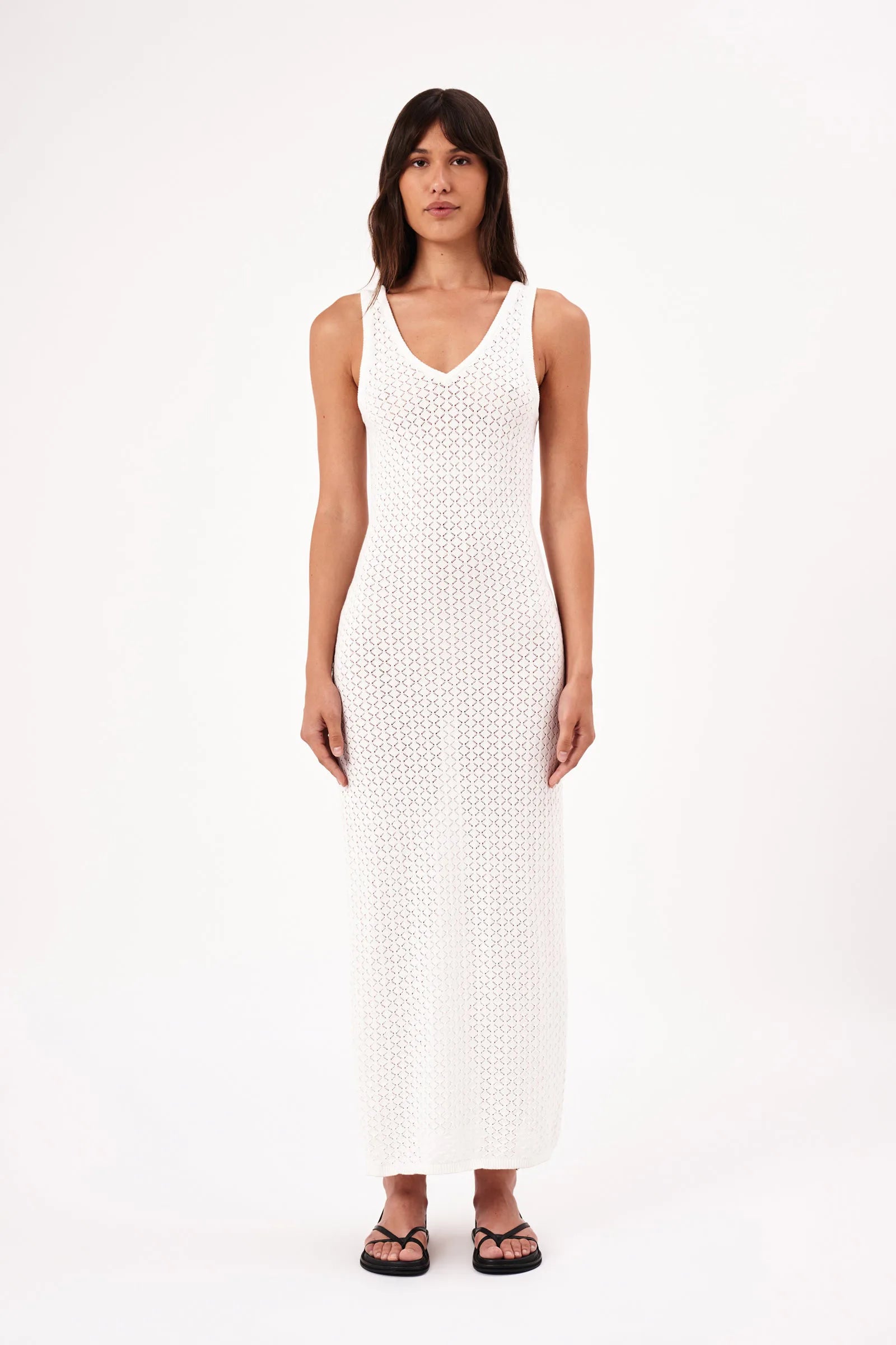Rolla's Eliza Knit Diamond Dress-White Smocked unclassified dresses