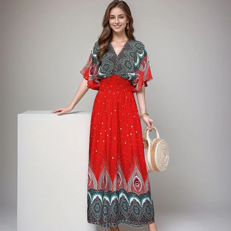 Casual V Neck Short Sleeves Beach Dresses Discounted unclassified dresses