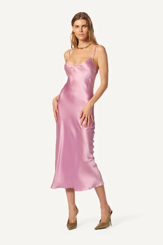 TAYLOR SILK DRESS W/ CONTRAST PIPING | ORCHID/DUSTY MAUVE Affordable unclassified dresses