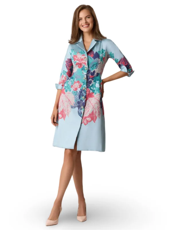 Teri Jon Floral Tailored Coatdress Knitted unclassified dresses