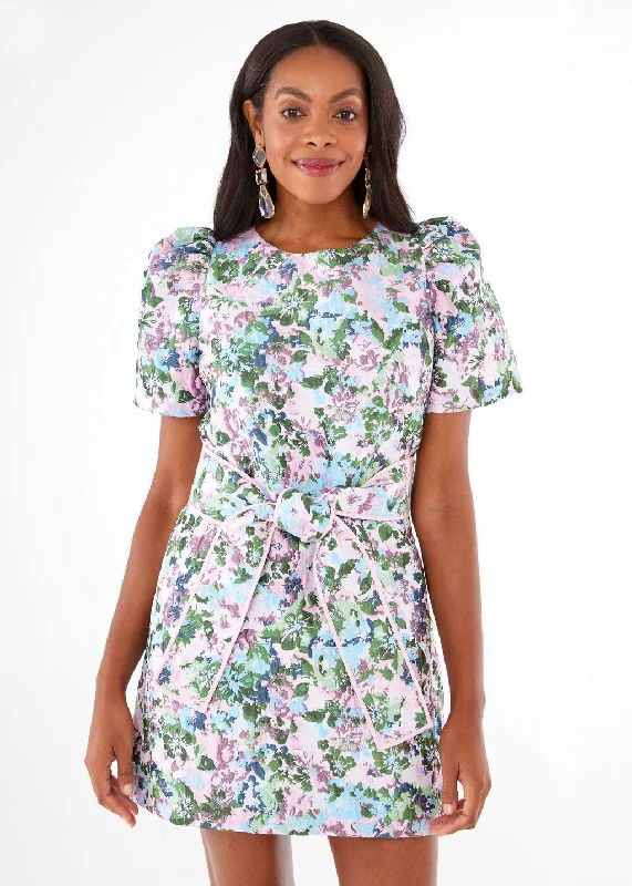 Marty Dress Pink Abstract Floral Jacquard Office unclassified dresses
