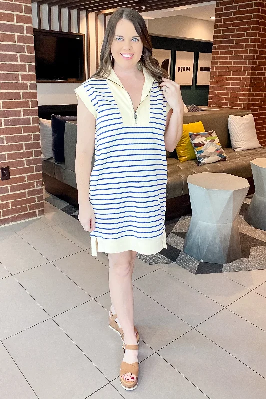 Striped Out Royal Blue Dress Fashionable unclassified dresses