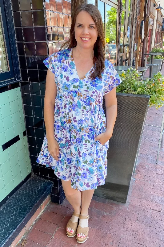 Don't Let Me Go Floral Print Blueberry Dress Popular unclassified dresses