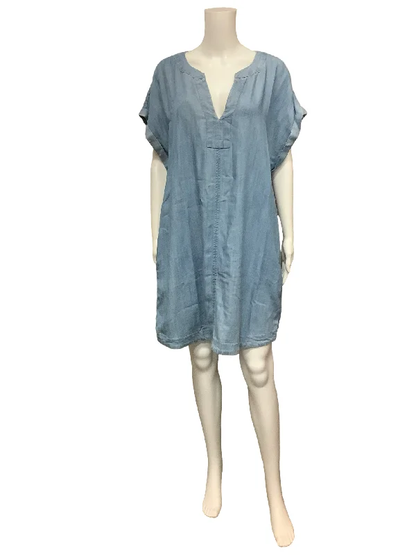 Vineyard Vines Mini Chambray Neck Dress Size: XL Silk unclassified dresses