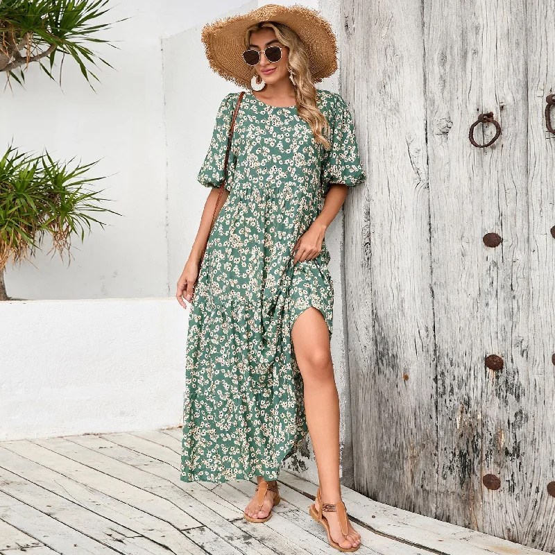 Vintage Half Sleeves Midi Length Plus Sizes Vacation Dresses Luxury unclassified dresses