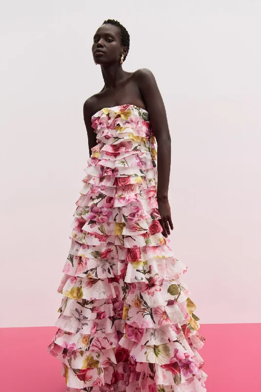 Fleur Pleated Gown Striped unclassified dresses