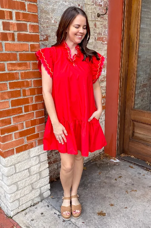 Cherry Blossom Flair Red Dress Chic unclassified dresses
