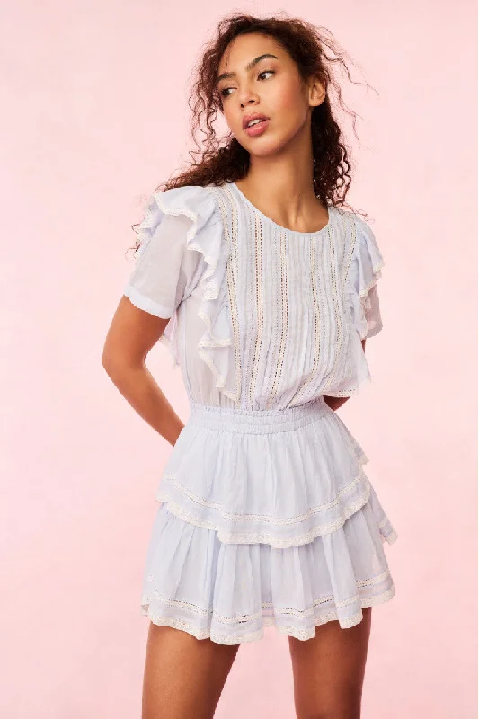Natasha Blue Cotton Mini Dress Satin unclassified dresses