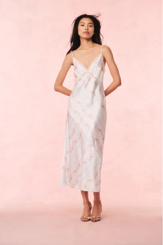 Ermon Satin Floral Slip Dress Long sleeve unclassified dresses