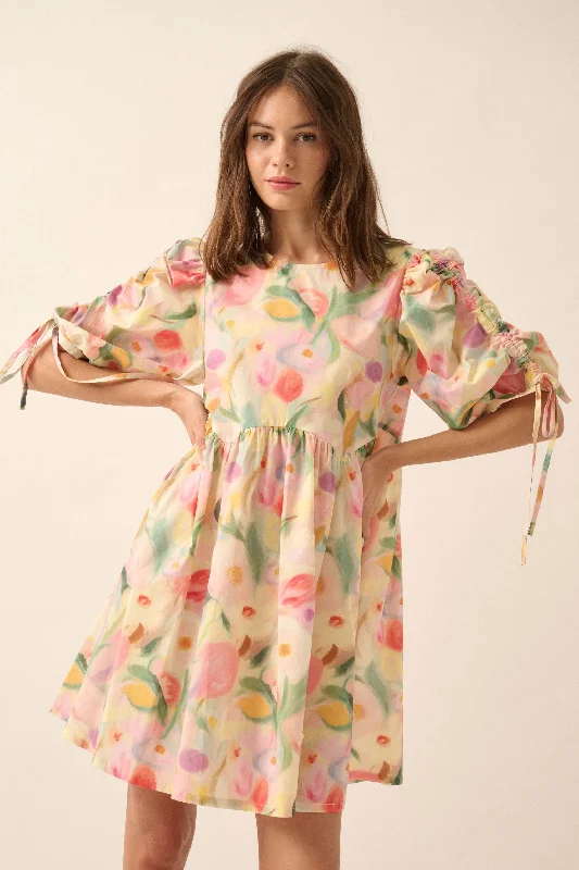 Blossom with Grace Floral Babydoll Mini Dress Satin unclassified dresses