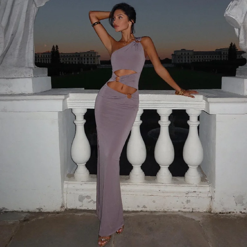 Broken Dreams Asymmetric Cut Out Maxi Dress Stretchy unclassified dresses