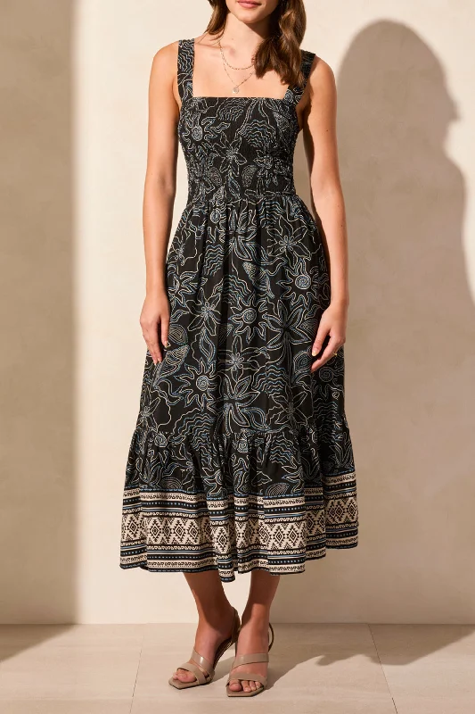 Tribal Sleeveless Dress w/Ruching Top Vacation unclassified dresses