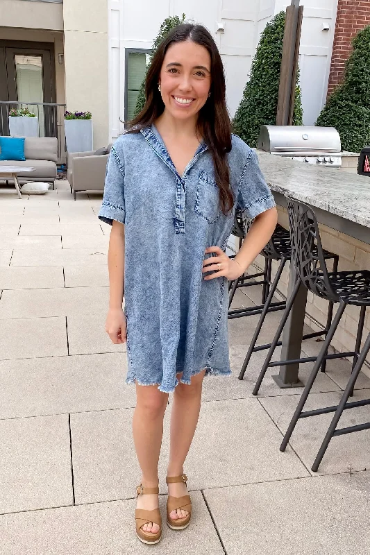 In Love Washed Denim Light Blue Dress Trendy unclassified dresses