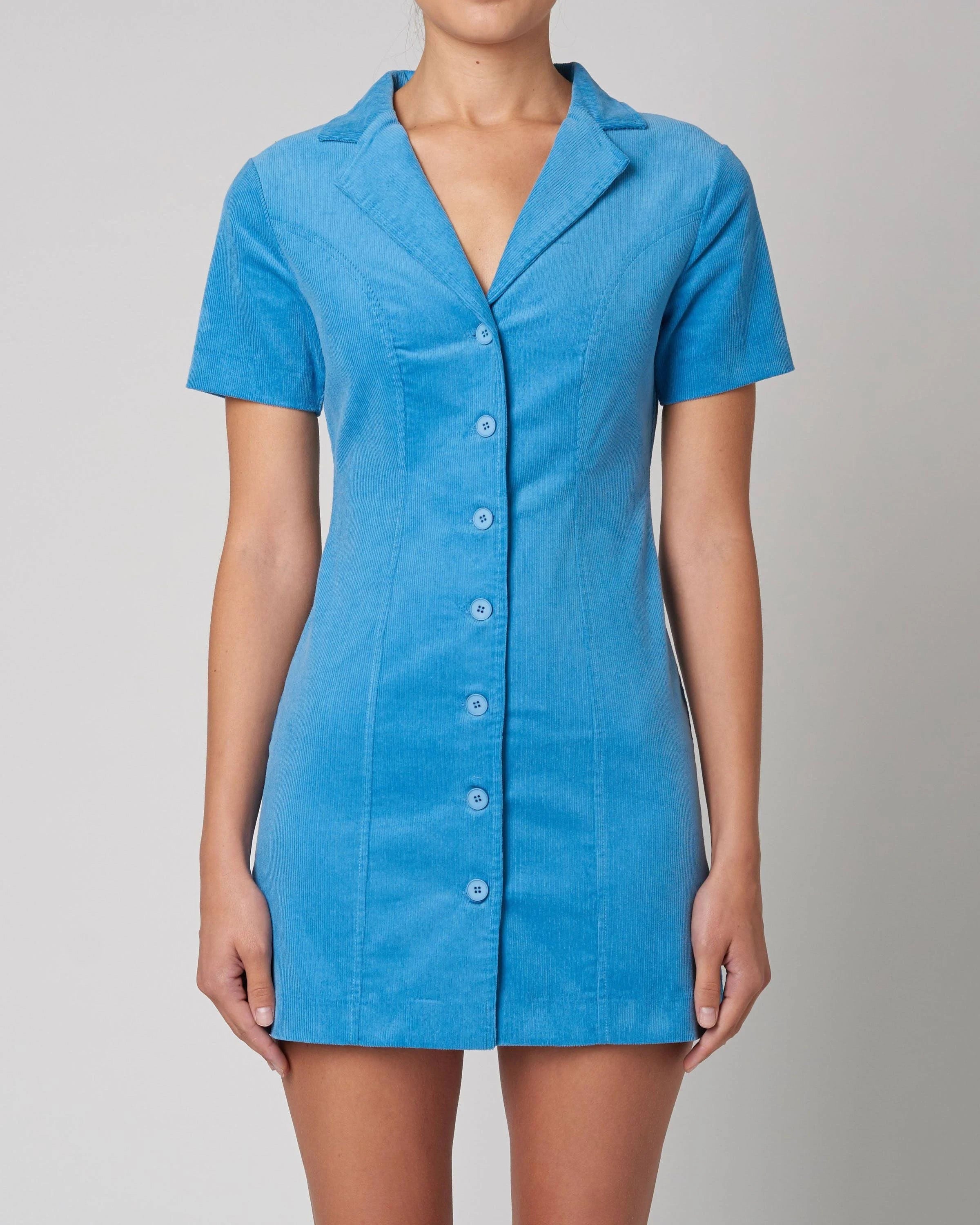 Rolla's Francoise Stretch Cord Dress in Cornflower Denim unclassified dresses