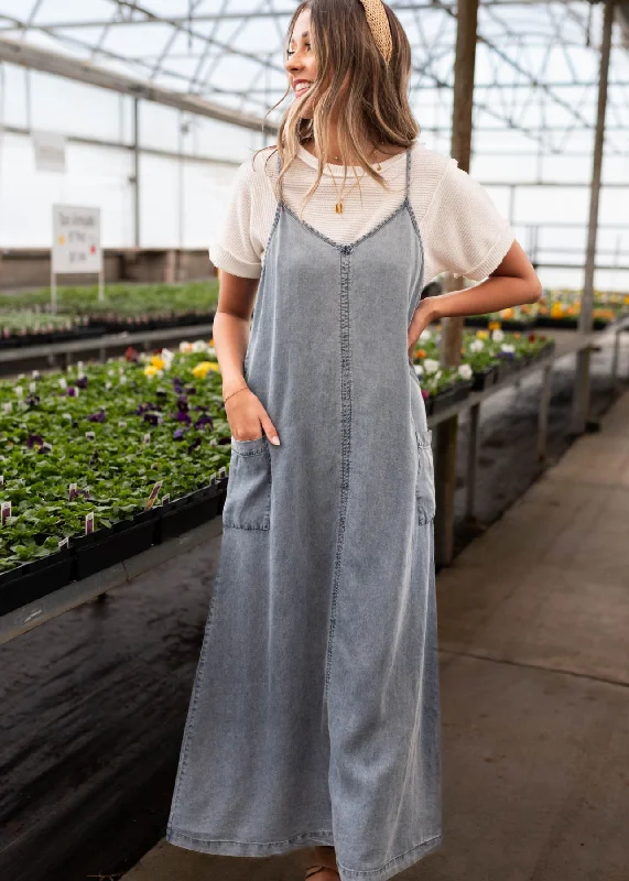 Adda Denim Blue Overall Dress Velvet unclassified dresses