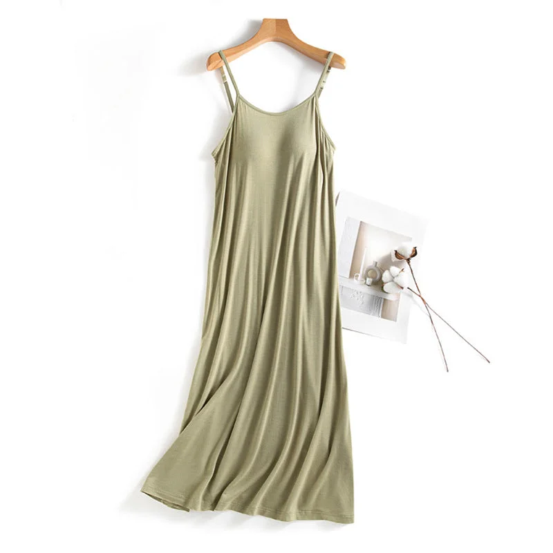 Casual Summer Built in Bra Tank Top Sleep Dresses Long unclassified dresses