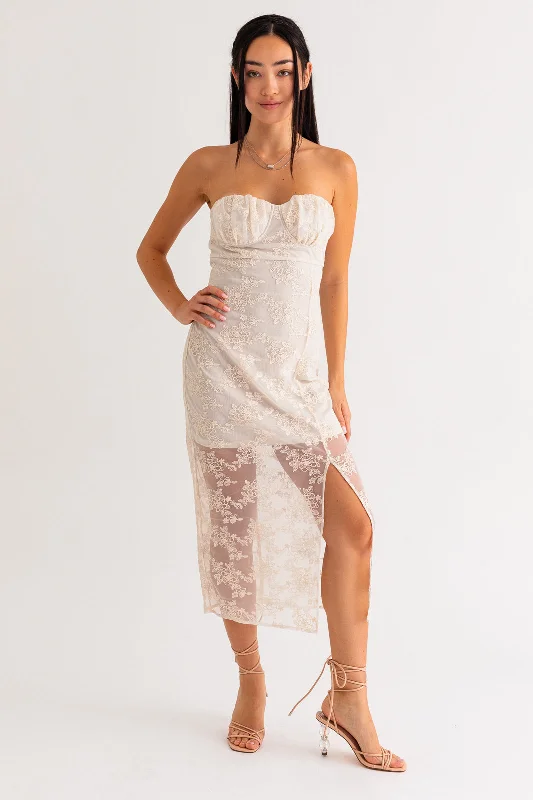 Vintage Lace Strapless Dress Printed unclassified dresses