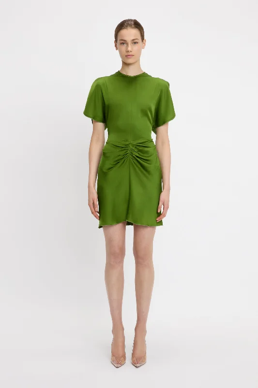 Gathered Waist Mini Dress In Algae Long unclassified dresses
