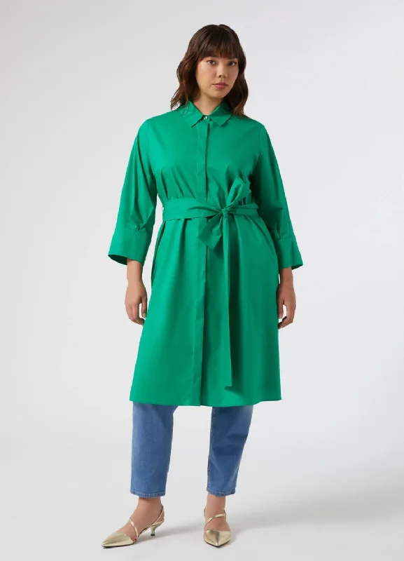 felgroene overhemdjurk in popeline katoen Street style unclassified dresses