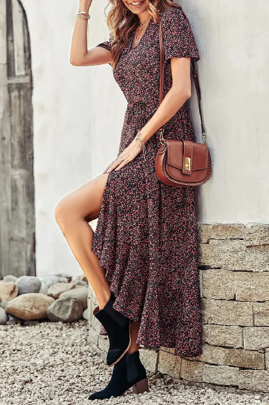 Black Red Floral