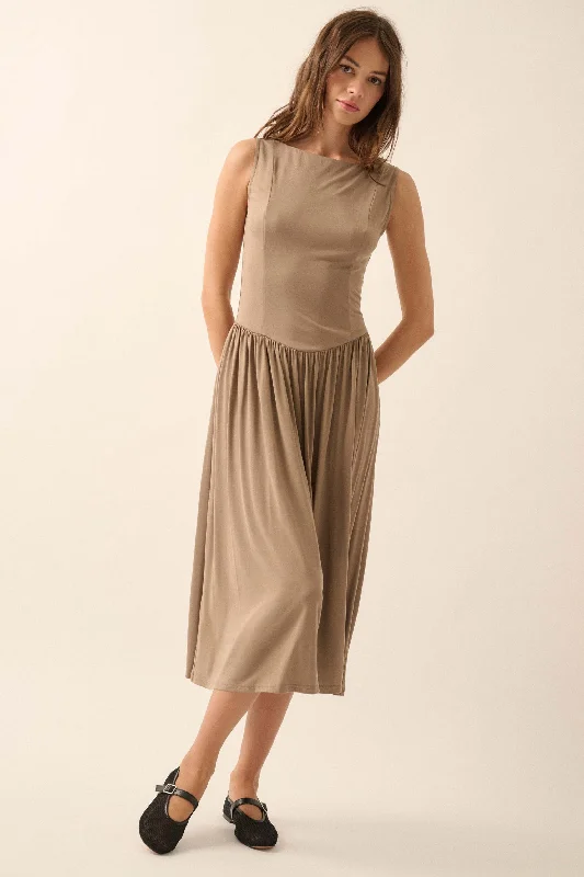 Best Day Sleeveless Drop-Waist Modal Midi Dress High-end unclassified dresses